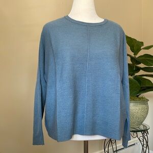 Eileen Fisher wool sweater size large.  Blue
